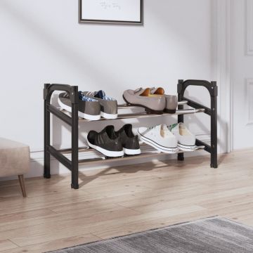 Gossi suport pentru pantofi extensibil cu 2 rafturi, 119x24x37 cm