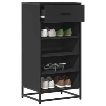 Gossi suport pentru pantofi negru 48x38x97,5 cm lemn prelucrat