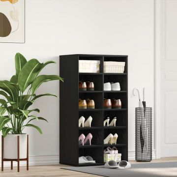 Gossi suport pentru pantofi stejar negru 54x34x100,5cm lemn prelucrat