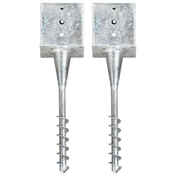 Gossi tarusi de sol, 2 buc., argintiu, 14x14x58 cm, otel galvanizat