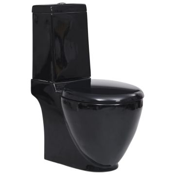 Gossi toaleta, negru, ceramica, flux de apa in spate