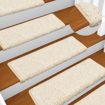 Gossi trepte de scara covor 15 buc 65x21x4 cm alb