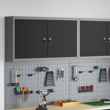 Dulap de unelte Gossi montat pe perete negru 100x20x55 cm otel