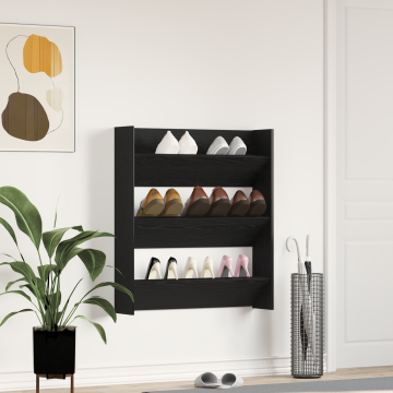 Dulap pentru pantofi Gossi negru stejar 80x18x90 cm lemn prelucrat