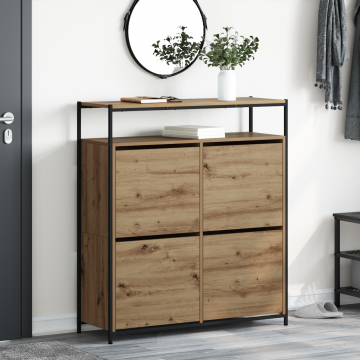Gossi cabinet pantofi cu 4 sertare flip stejar artisan 100x34x112 cm