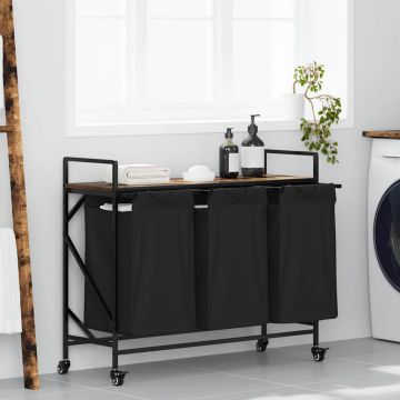 Gossi cos de rufe 3 compartimente cu roti stejar fumuriu
