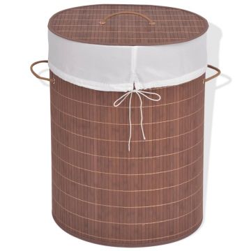 Gossi cos de rufe din bambus, oval, maro