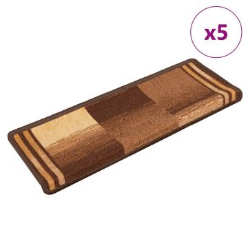 Gossi covorase pentru scari autoadezive, 5 buc., maro, 65x21x4 cm