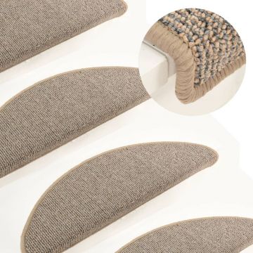 Gossi covorase pentru trepte scara, 15 buc., gri si maro, 65x21x4 cm