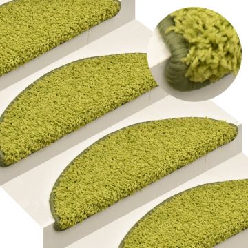 Gossi covorase pentru trepte scara, 15 buc., verde, 65 x 21 x 4 cm