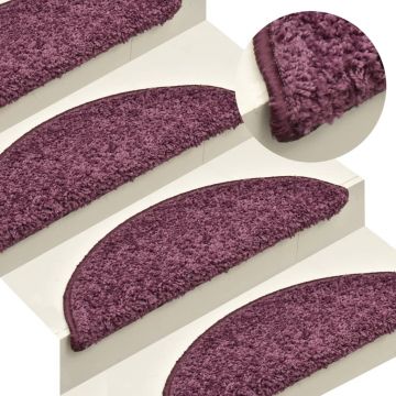 Gossi covorase pentru trepte scara, 15 buc. violet inchis, 65x21x4 cm