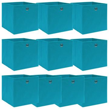 Gossi cutii de depozitare, 10 buc., bleu, 32x32x32 cm, textil
