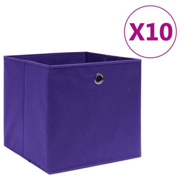 Gossi cutii de depozitare 10 buc. violet, 28x28x28 cm, textil netesut