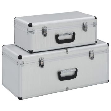 Gossi cutii de depozitare, 2 buc., argintiu, aluminiu