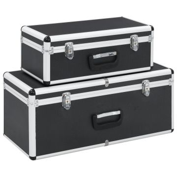 Gossi cutii de depozitare, 2 buc., negru, aluminiu