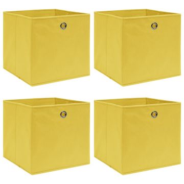 Gossi cutii de depozitare, 4 buc., galben, 32x32x32 cm, textil