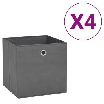 Gossi cutii de depozitare, 4 buc., gri, 28x28x28 cm, material netesut
