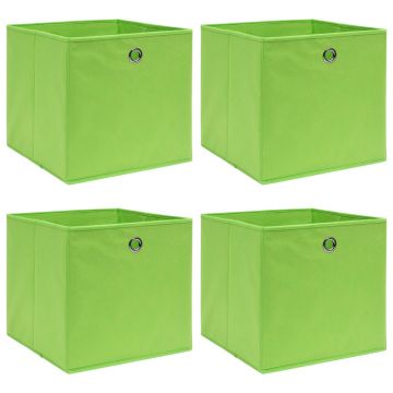 Gossi cutii de depozitare, 4 buc., verde, 32x32x32 cm, textil