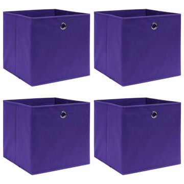 Gossi cutii de depozitare, 4 buc., violet, 32x32x32 cm, textil