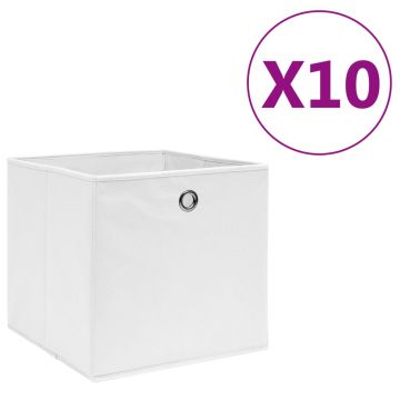 Gossi cutii depozitare, 10 buc., alb, 28x28x28 cm, material netesut
