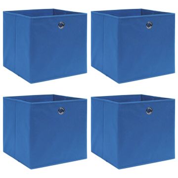 Gossi cutii depozitare, 4 buc., albastru, 32x32x32 cm, textil