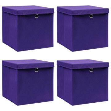 Gossi cutii depozitare cu capace 4 buc. violet, 32x32x32 cm, textil