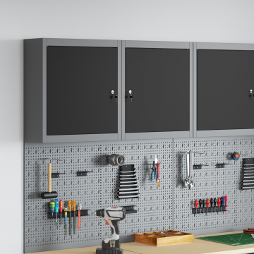 Gossi dulap de unelte montat pe perete negru 50x20x55 cm otel