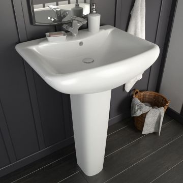 Gossi lavoar cu piedestal, alb, 580 x 470 x 200 mm, ceramica