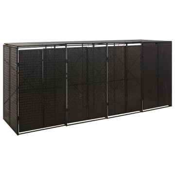 Gossi magazie de pubele cvadrupla, negru, 274x80x117 cm, poliratan