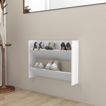Gossi pantofar de perete, alb, 80x18x60 cm, lemn prelucrat