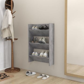 Gossi pantofar de perete, gri beton, 60x18x90 cm, pal
