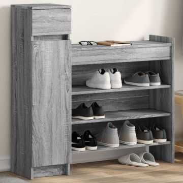 Gossi pantofar, gri sonoma, 100,5x28x100 cm, lemn compozit