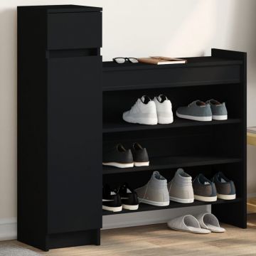 Gossi pantofar, negru, 100,5x28x100 cm, lemn prelucrat