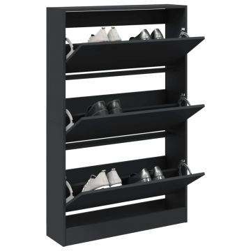 Gossi pantofar, negru, 80x21x125,5 cm, lemn compozit