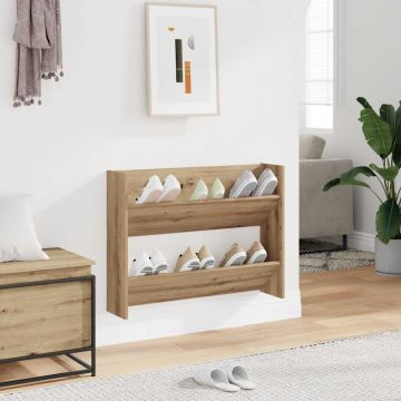 Gossi pantofar perete, stejar artizanal, 80x18x60 cm, lemn prelucrat