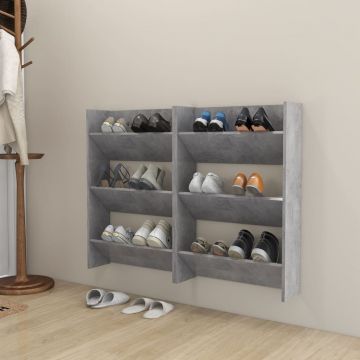 Gossi pantofare de perete, 2 buc., gri beton, 60x18x90 cm, pal