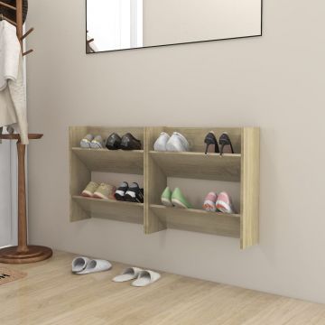 Gossi pantofare de perete, 2 buc., stejar sonoma, 60x18x60 cm pal