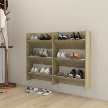 Gossi pantofare de perete, 2 buc., stejar sonoma, 60x18x90 cm, pal