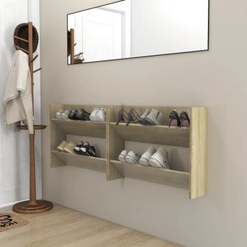 Gossi pantofare de perete, 2 buc., stejar sonoma, 80x18x60 cm, pal