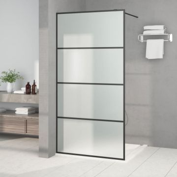 Gossi perete cabina dus walk-in negru 100x195 cm sticla esg mata