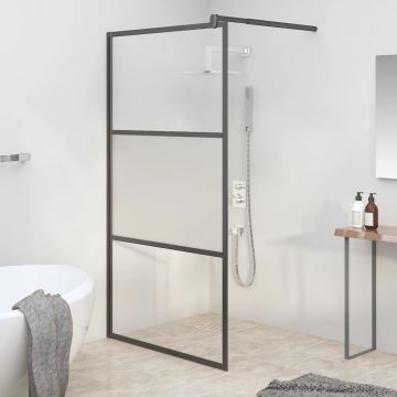 Gossi perete cabina dus walk-in negru 100x195 cm sticla esg semi-mata