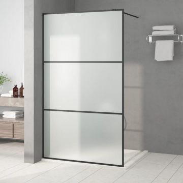 Gossi perete cabina dus walk-in negru 115x195 cm sticla esg mata