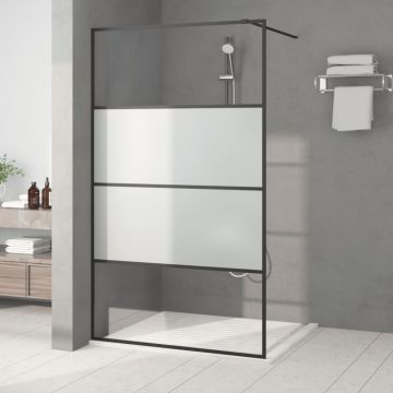 Gossi perete cabina dus walk-in negru 115x195 cm sticla esg semi-mata