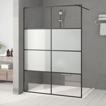 Gossi perete cabina dus walk-in negru 140x195 cm sticla esg semi-mata