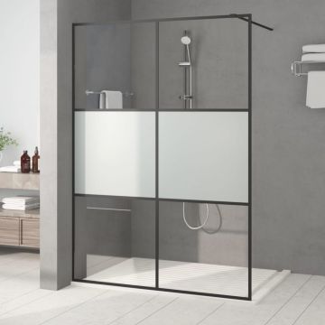 Gossi perete cabina dus walk-in negru 140x195 cm sticla esg semi-mata