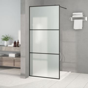 Gossi perete cabina dus walk-in negru 90x195 cm sticla esg mata
