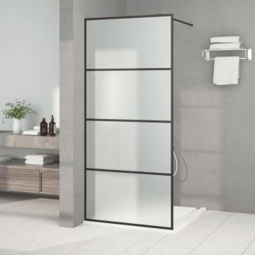 Gossi perete cabina dus walk-in negru 90x195 cm sticla esg mata
