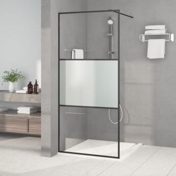 Gossi perete cabina dus walk-in negru 90x195 cm sticla esg semi-mata