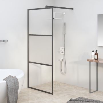 Gossi perete cabina dus walk-in negru 90x195 cm sticla esg semi-mata