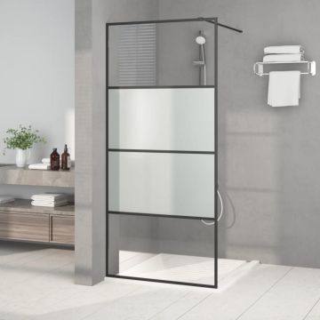 Gossi perete cabina dus walk-in negru 90x195 cm sticla esg semi-mata
